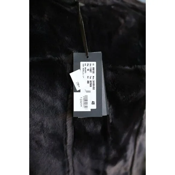 $2K Gallotti Leather Shearling-Lined Jacket Coat Black SZ 48/38 S/M
